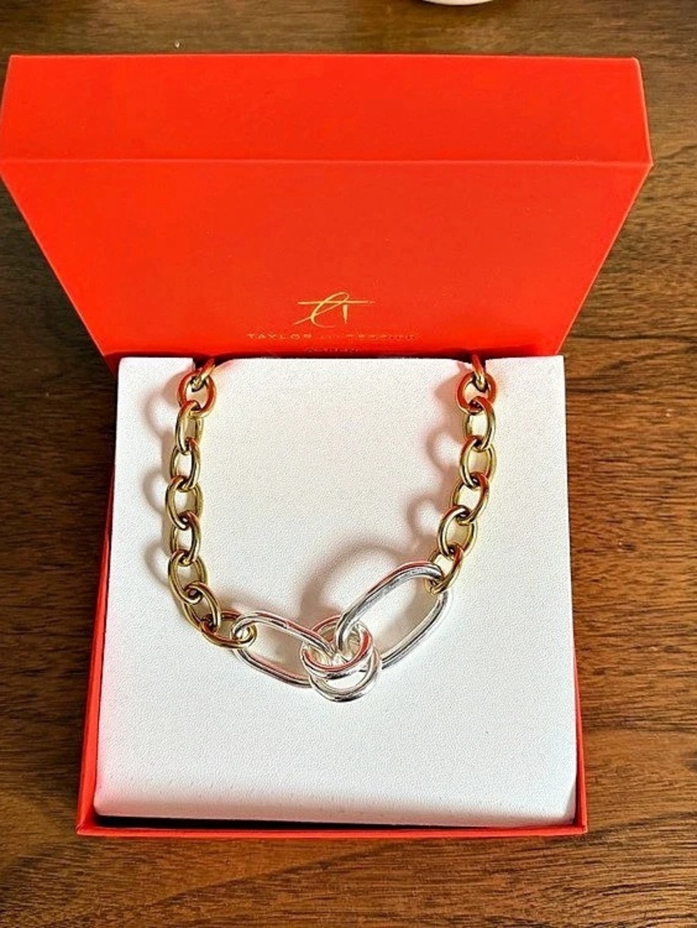Taylor and Tessier Chunky Brass Mixed Metal Chain Link Necklace